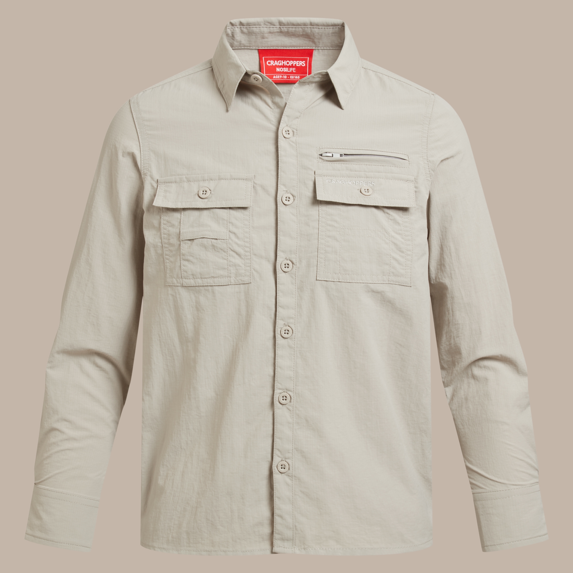 Craghoppers Kid's NosiLife Adventure Long Sleeved Shirt Parchment