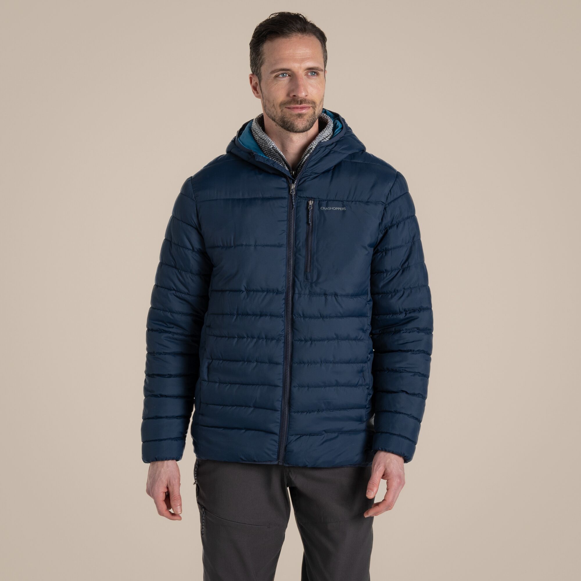 Craghoppers Men's Compresslite VIII Hooded Jacket Blue Navy / Brisk Blue