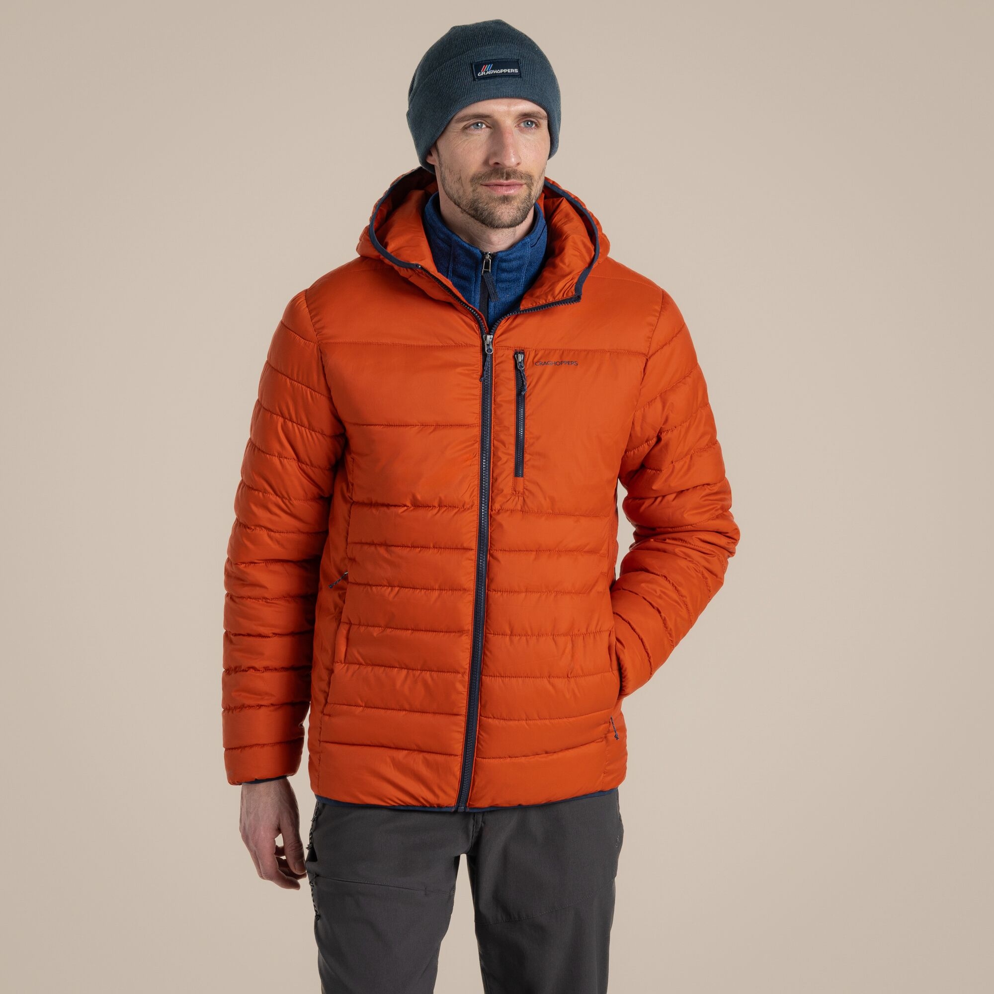 Craghoppers Men's Compresslite VIII Hooded Jacket Carnelian Orange