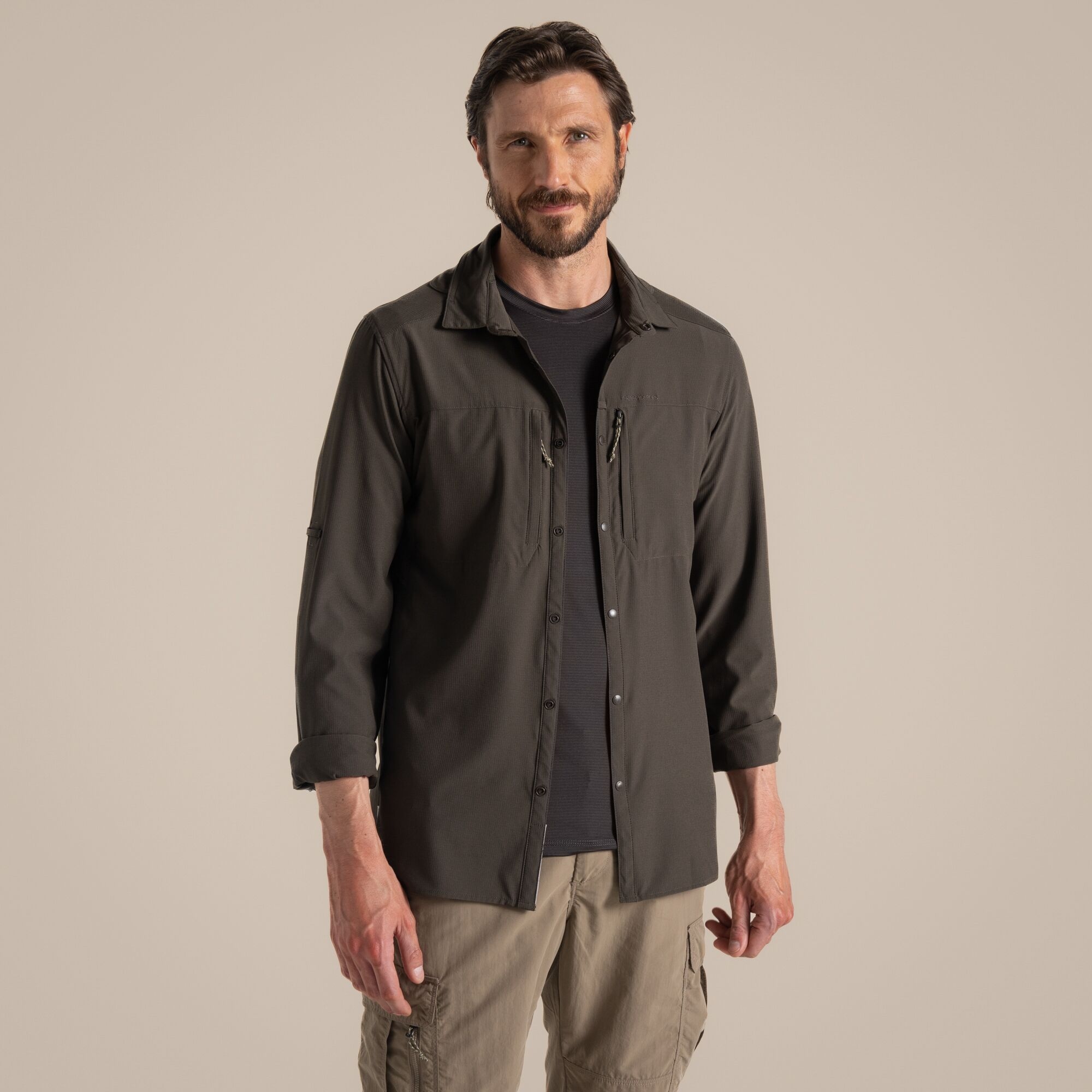 Craghoppers Men's NosiLife Pro Long Sleeved Shirt V Woodland Green