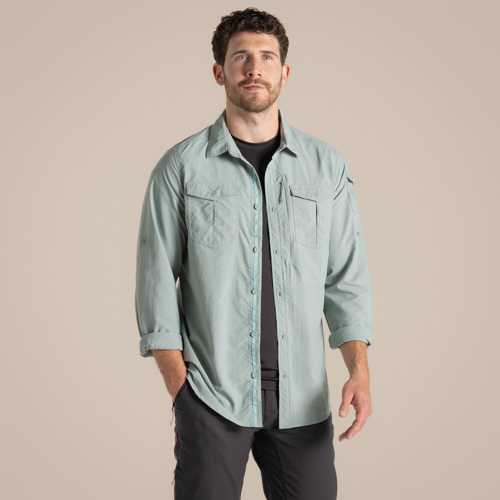 Craghoppers Men's NosiLife Adventure Long Sleeved Shirt III Lichen Green