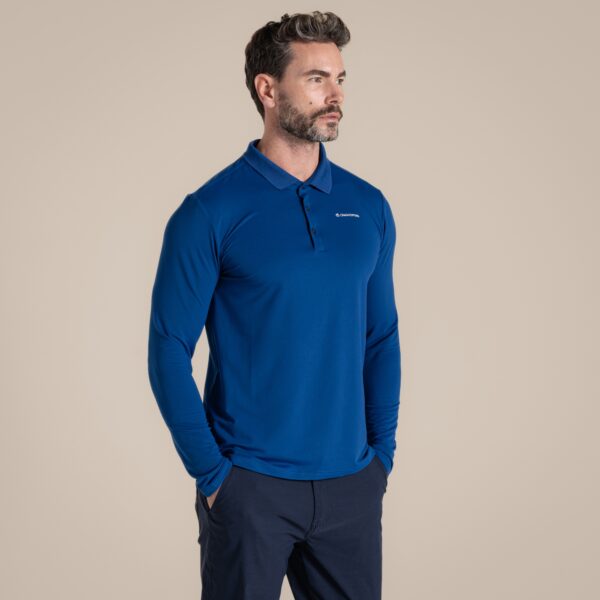 Craghoppers Men's NosiLife Bramshaw Golf Long Sleeved Polo Top Deep Marina