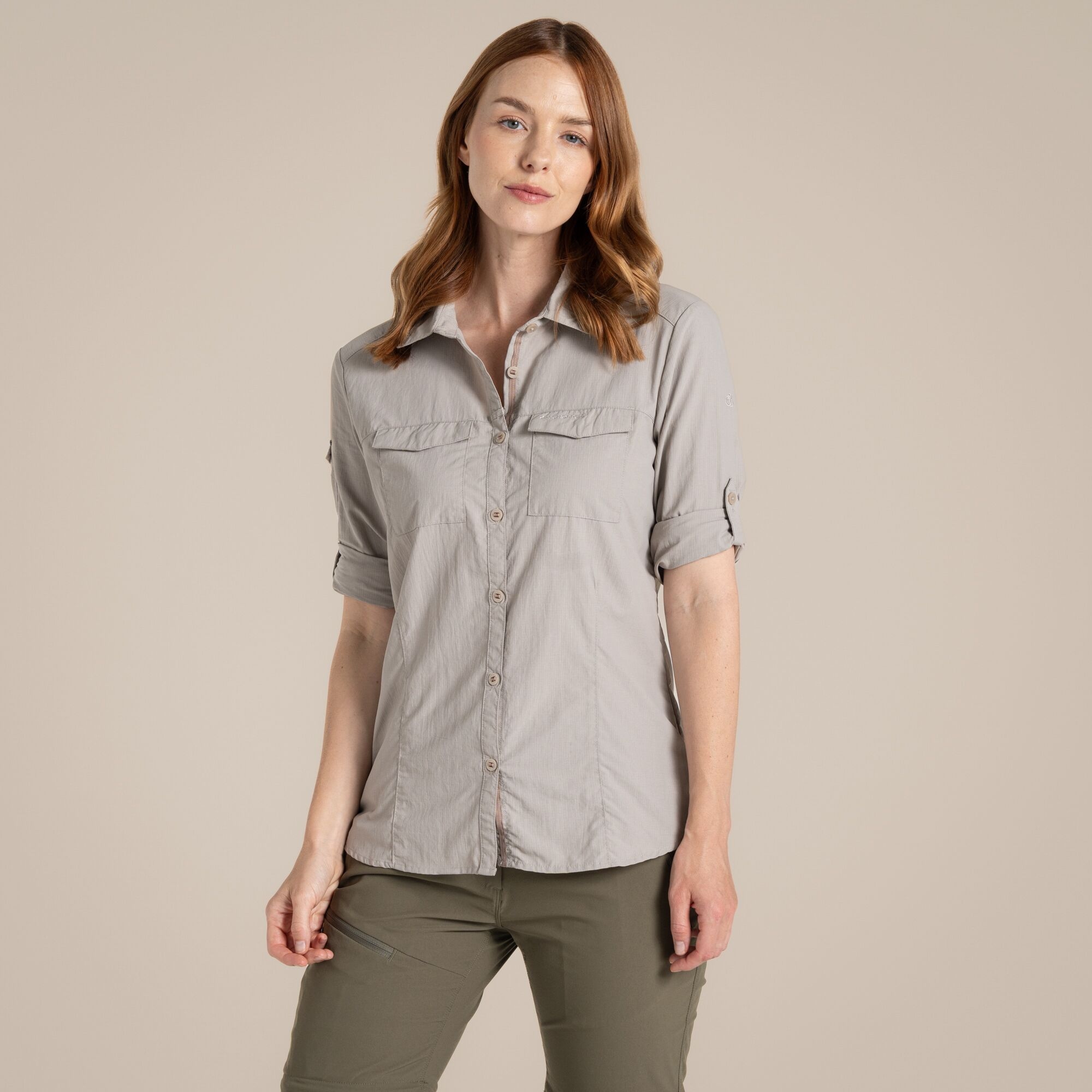 Craghoppers Women's NosiLife Adventure Long Sleeved Shirt III Soft Mushroom