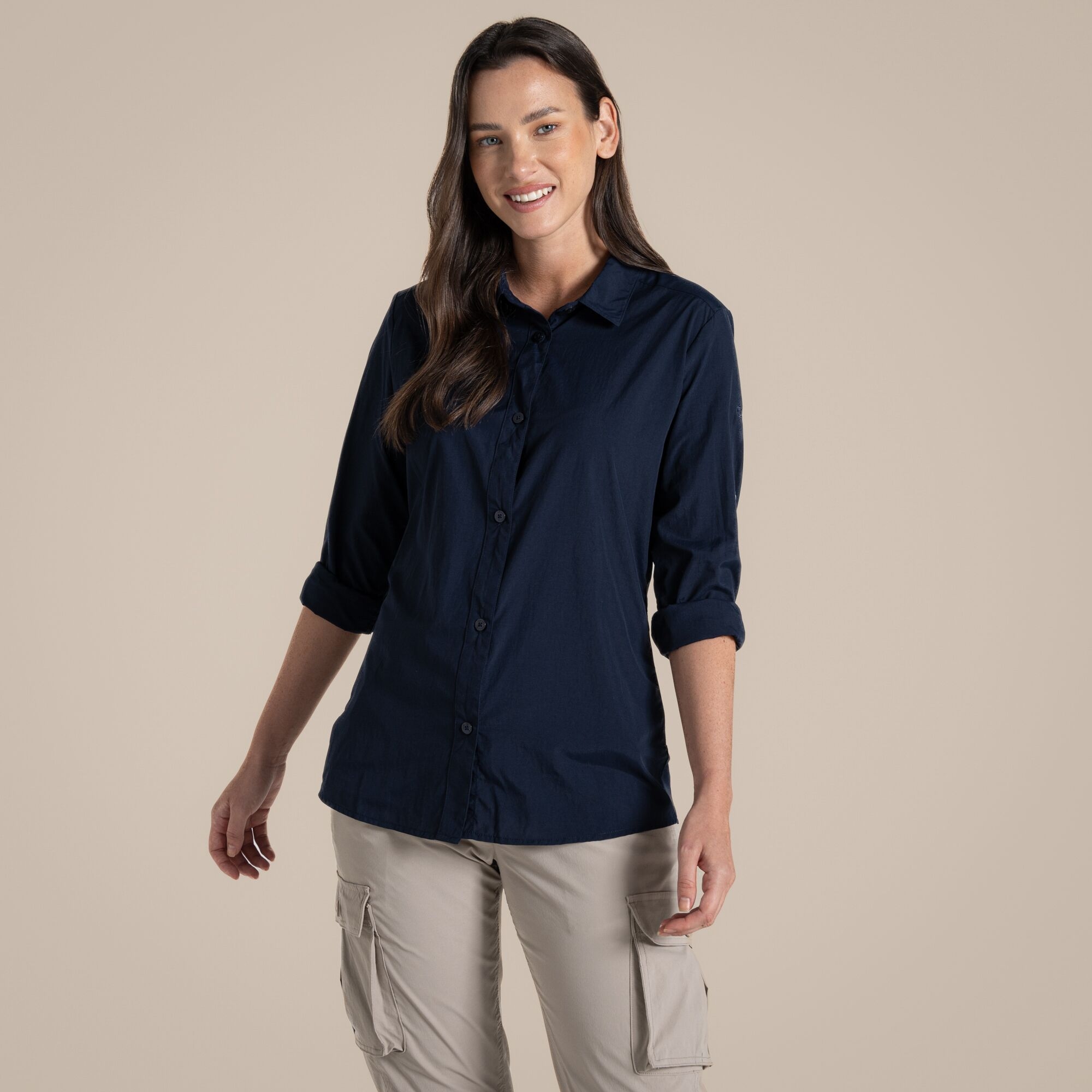 Craghoppers Women's NosiLife Freeda Long Sleeved Shirt Blue Navy