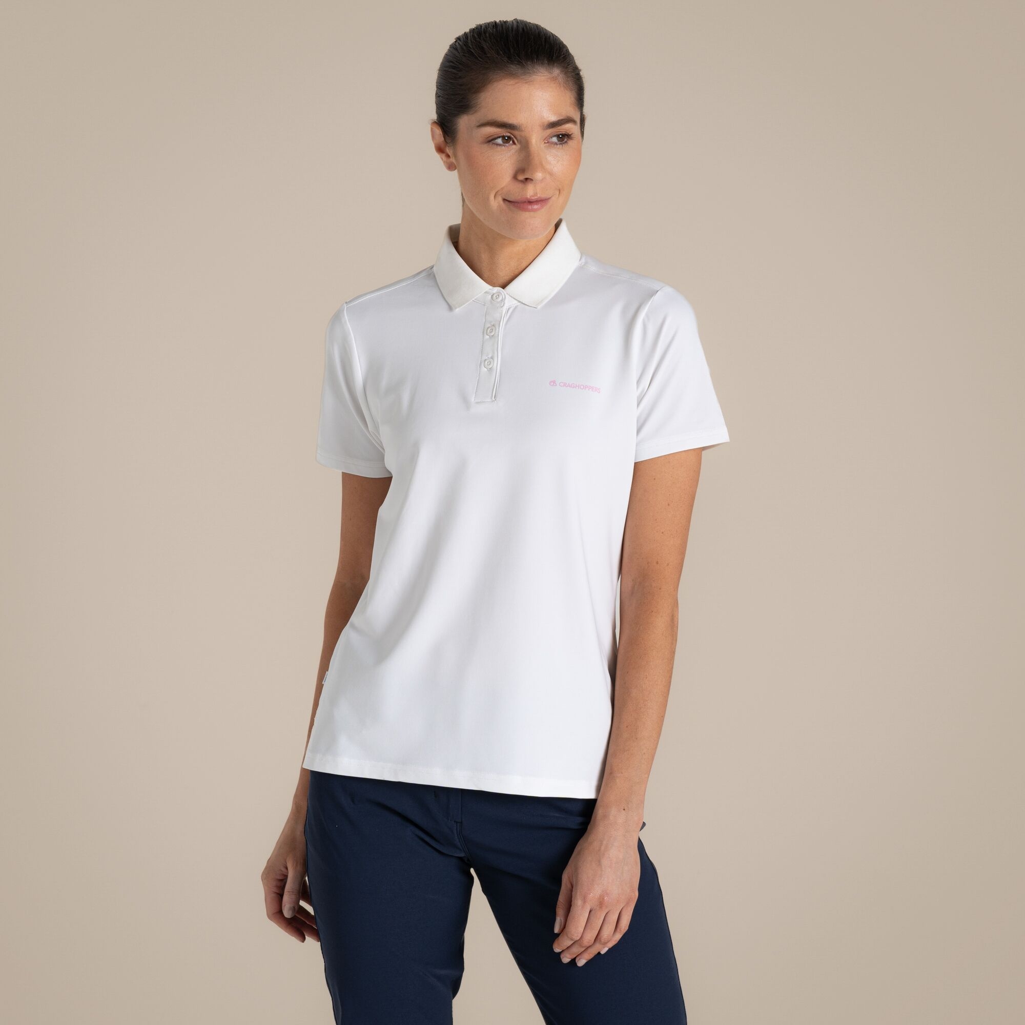 Craghoppers Women's NosiLife Thornbury Golf Short Sleeved Polo Top White