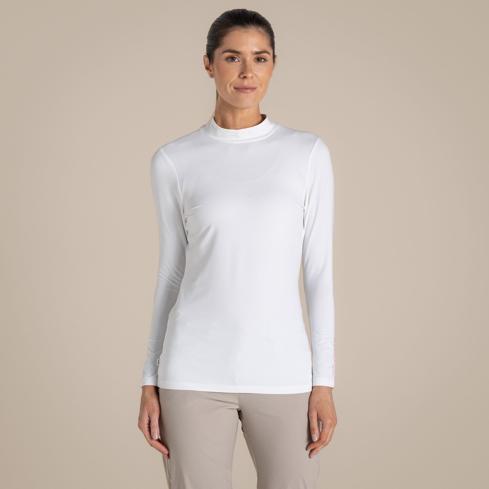 Craghoppers Women's NosiLife Golf Long Sleeved Mock Neck Top White
