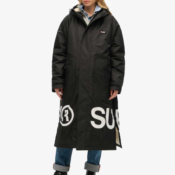 Superdry Women's Water Resistant Hooded Changing Robe - Black, Black