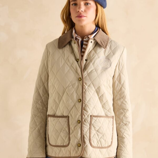 Joules Women's Showerproof Quilted Coat - 20 - Stone, Stone