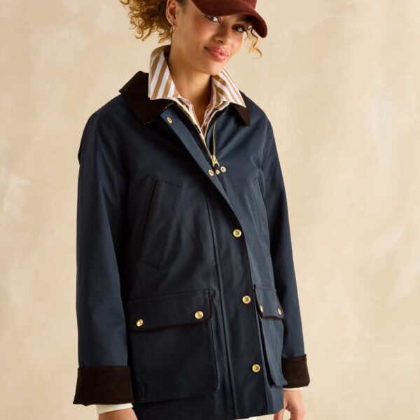 Joules Women's Waterproof Collared Coat - 12 - Navy, Navy