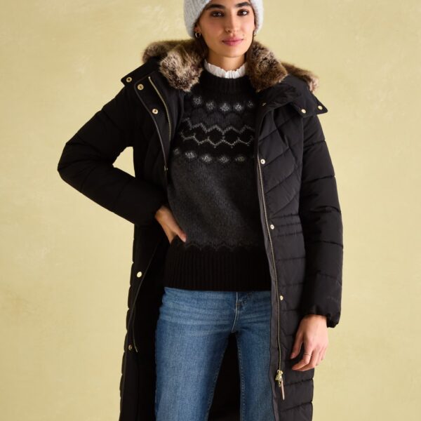 Joules Women's Hooded Padded Puffer Coat - 22 - Black, Black