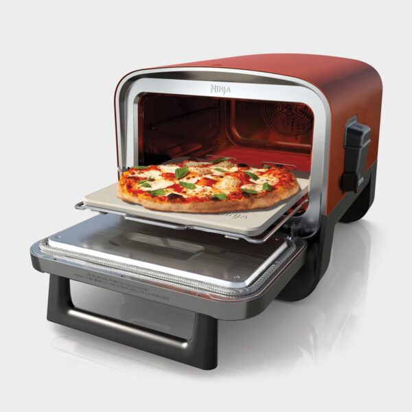 Ninja Woodfire Electric Outdoor Oven Artisan Pizza Maker And Bbq Smoker - Red/Silver, Red/Silver