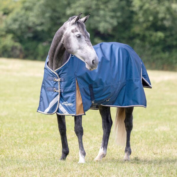 Shires Highlander Plus Lite 0g Standard Neck Turnout Rug, Blue