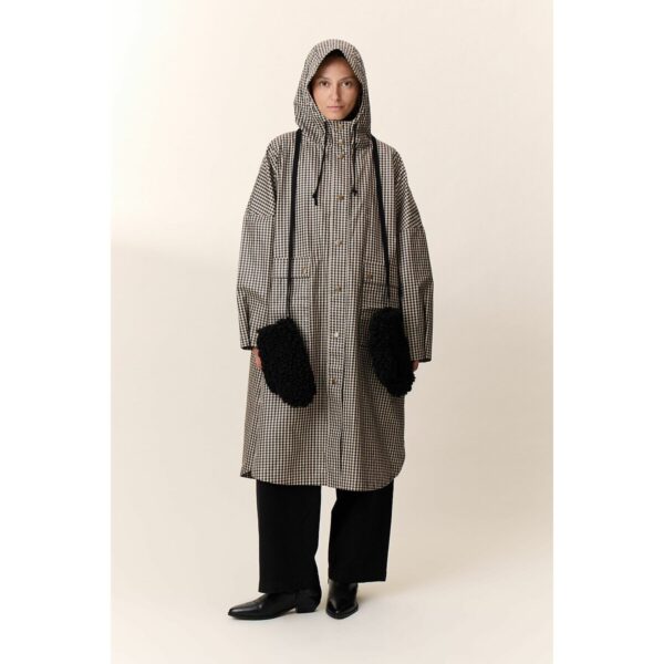Vannah Hooded Cape with Gingham Check Pattern