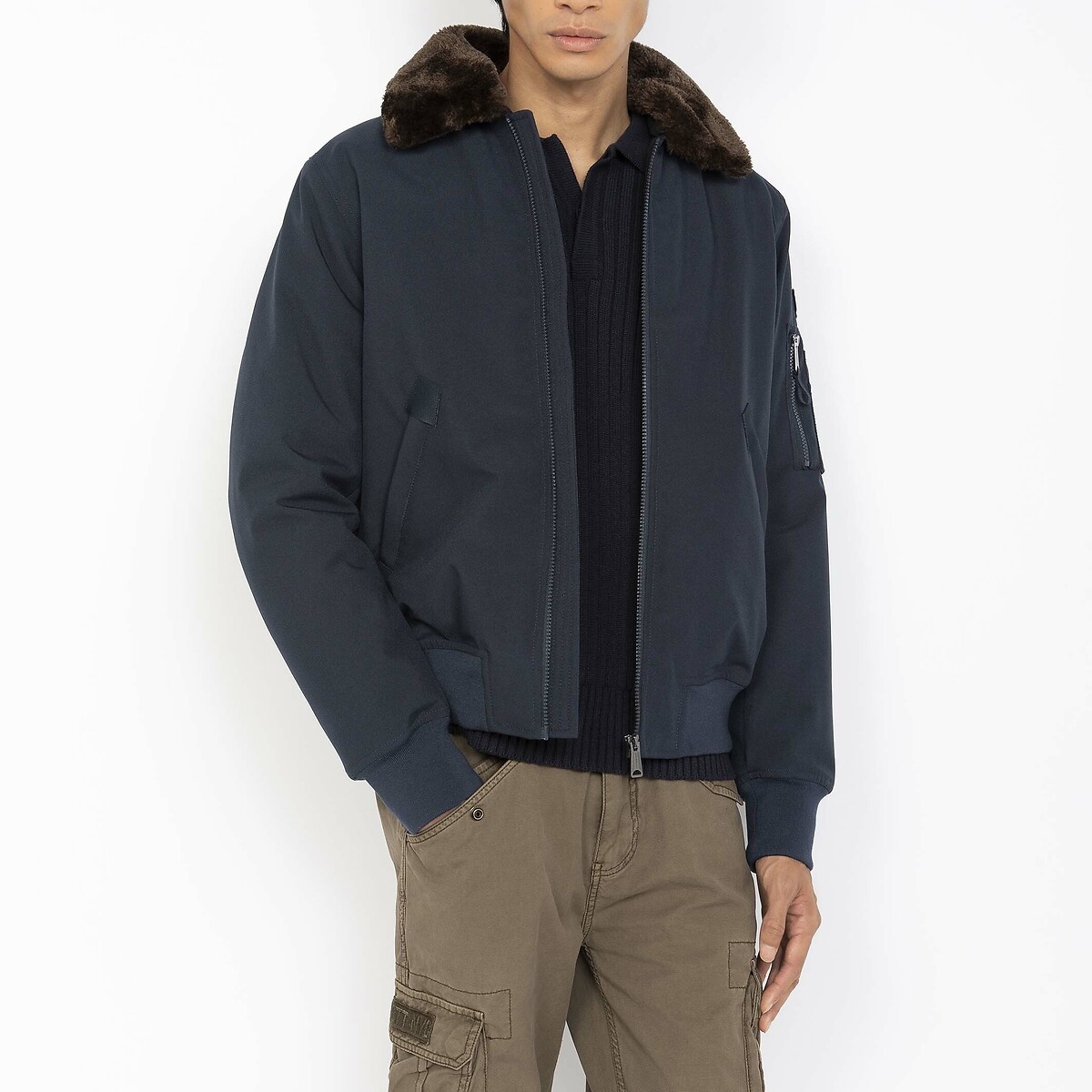 Airlines Bomber Jacket with Removable Collar
