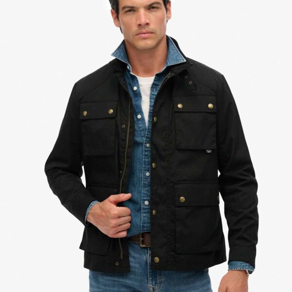 Superdry & Co Pure Cotton Wax Jacket Black
