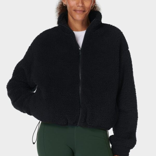 Sweaty Betty Canyon Funnel Neck Zip Fleece Jacket Black