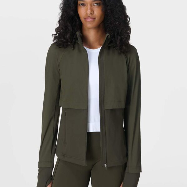 Sweaty Betty Pro Run Water Resistant Sports Jacket Dark Green