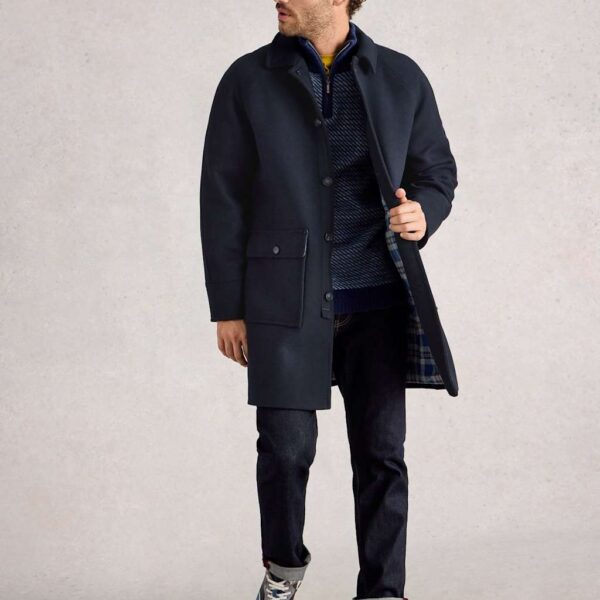 White Stuff Utility Overcoat with Wool Navy