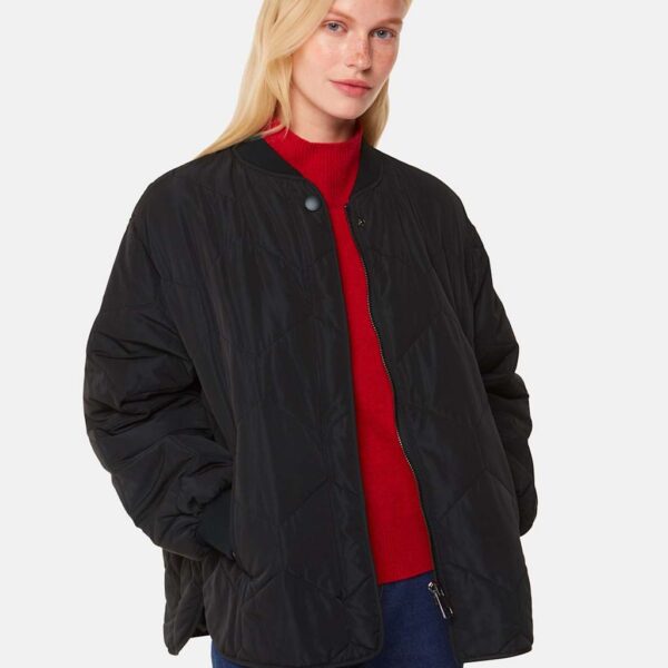 Whistles Quilted Padded Coat Black