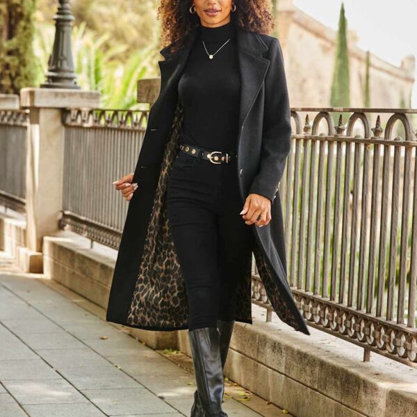 SOSANDAR Wool Blend Tailored Coat Black