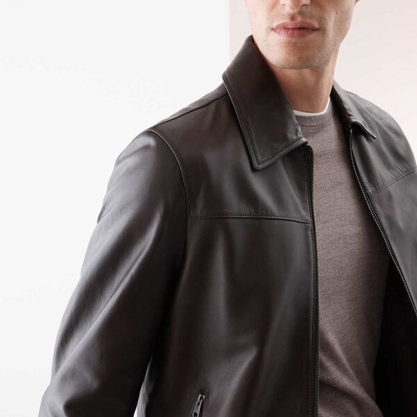 Autograph Leather Harrington Jacket Brown