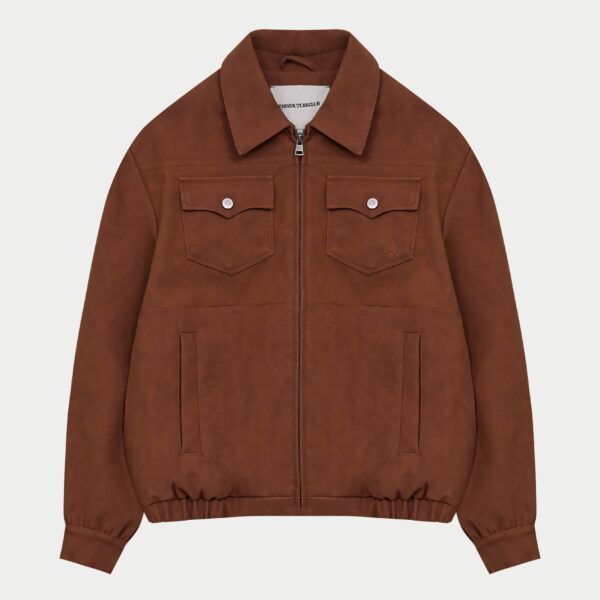 Oversized Faux Suede Western Jacket - Tan