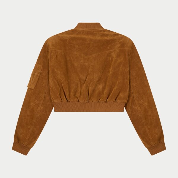 Faux Suede Bomber Jacket - Tan