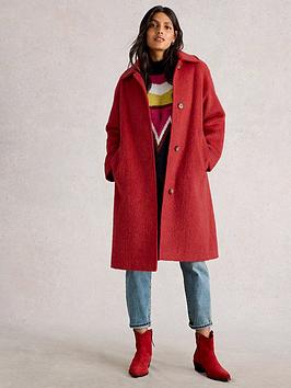 White Stuff Kelsey Wool Blend Coat - Red