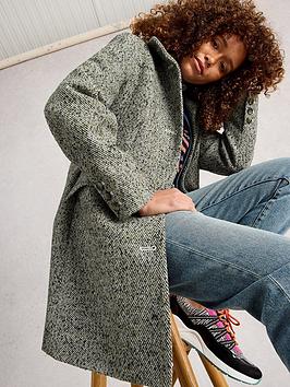 White Stuff Karla Tweed Wool Blend Coat - Grey