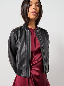 Allsaints Orten Leather Bomber Jacket - Black