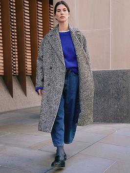 Albaray Herringbone Tweed Coat - Grey