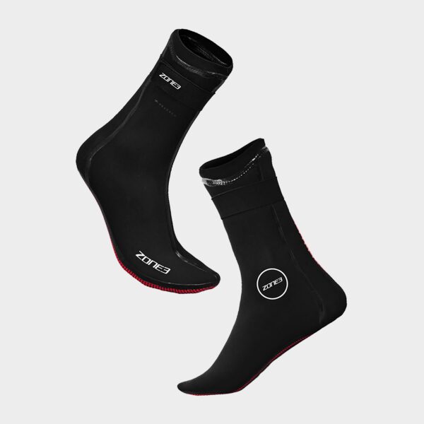 Zone 3 Neoprene Swim Socks - Black/Red, Black/Red