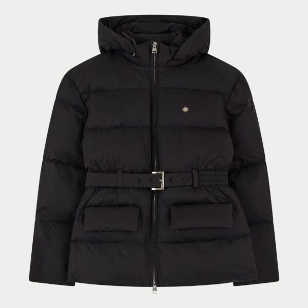 Nylon Belted Puffer - Black