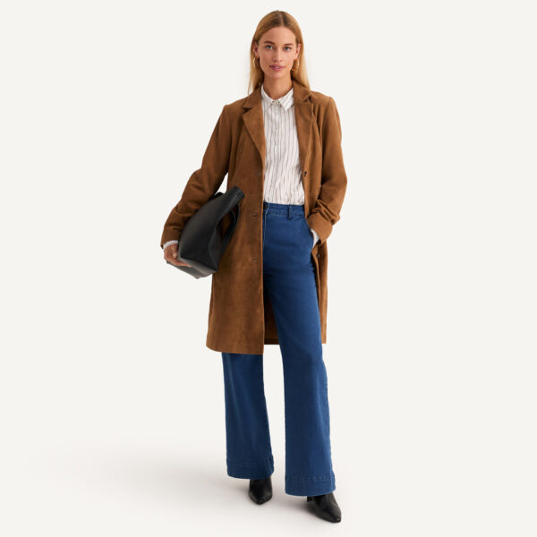 Leather Long Buttoned Coat