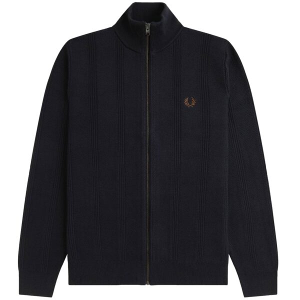 K1304 Textured Zip Through Cardigan - Black