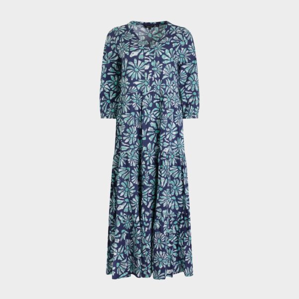 Weird Fish Women's Lainey Printed Seersucker Midi Dress, Blue