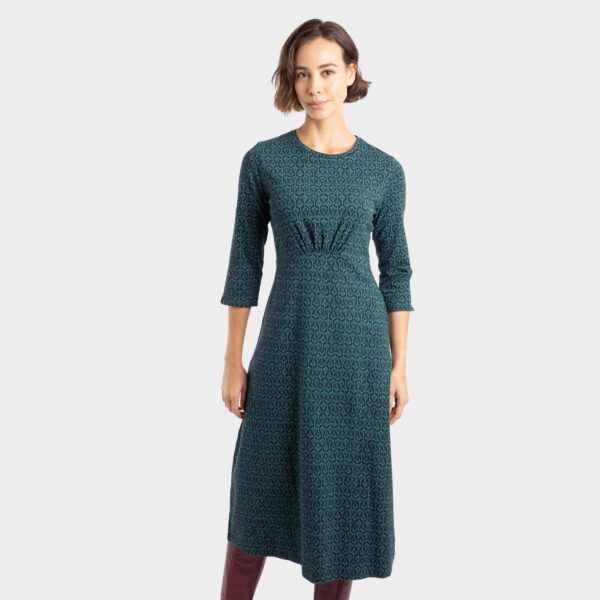 Weird Fish Women's Felicity Printed Jersey Midi Dress, Green