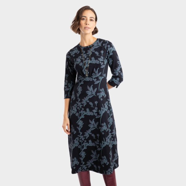 Weird Fish Women's Felicity Printed Jersey Midi Dress, Blue