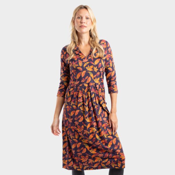 Weird Fish Women's Isolde Printed Jersey Midi Dress, Blue