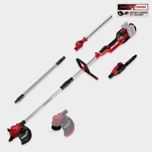 Einhell PXC Cordless High Reach Multi Tool 36v 4-in-1 For Lawns, Hedges, Trees & Brush - Body Only, Red