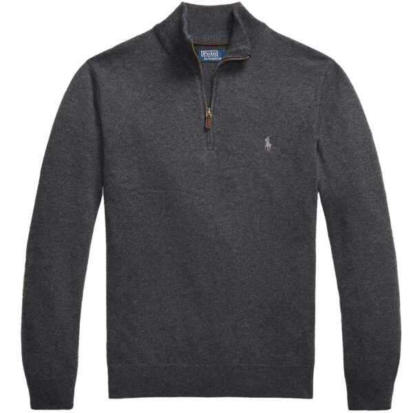 Wool Quarter-Zip Jumper - Charcoal