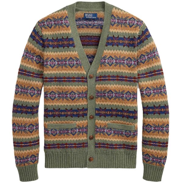 Fair Isle Cotton-Blend Cardigan - Green Combo