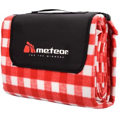 Meteor Checkered Picnic Blanket 200x200CM XXL - White/Red