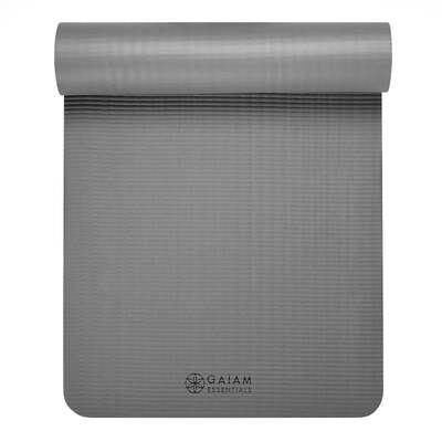 Gaiam 10 mm Fitness Mat with Strap - Gray