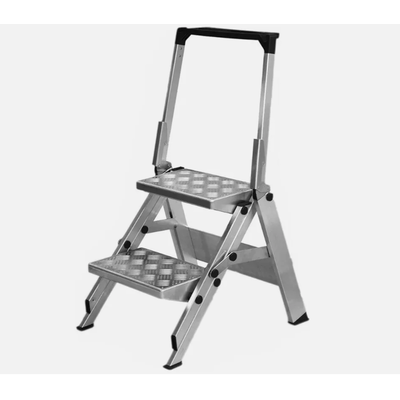 WAKU Little Jumbo 2-Step Folding Step Stool, 47cm Top Step, Stainless Steel Ladders
