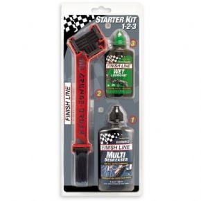 Finish Line Starter Clean And Lube Kit 1-2-3 - Grunge Brush W / 4oz Deg & 2oz Lube