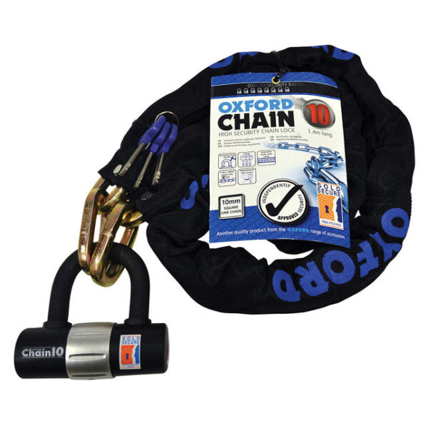 Oxford Oxford LK144 Chain10 Chain Lock & Mini Shackle 10mm x 1400mm