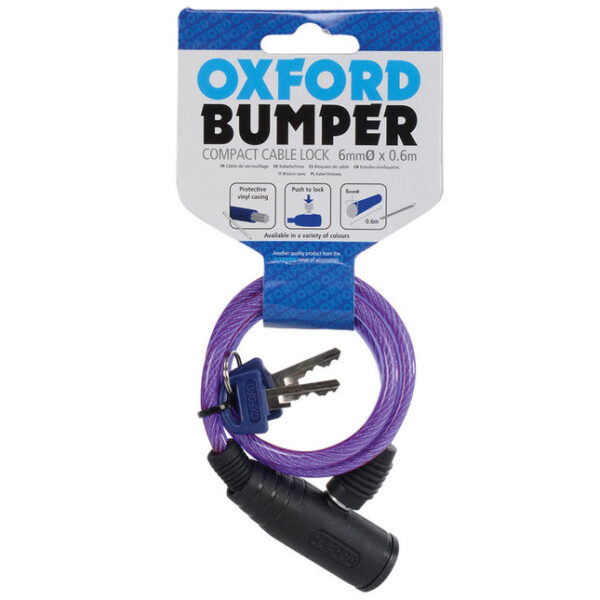 Oxford Oxford OF03 Bumper Cable Lock Purple 6mm x 600mm