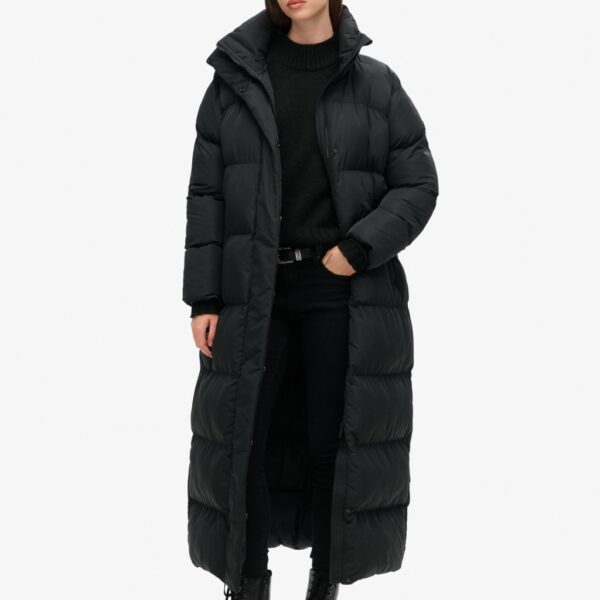 Superdry & Co High Neck Longline Puffer Jacket Black