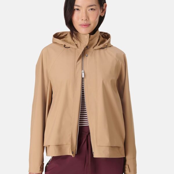Sweaty Betty Motion Waterproof Hooded Cropped Parka Light Brown